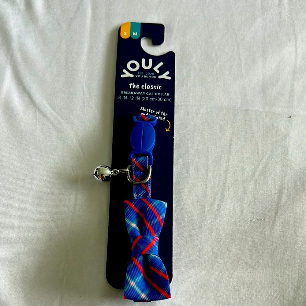 Youly The Classic Blue Plaid Bow Breakaway Kitten (XS)/Cat Collar (S/M)